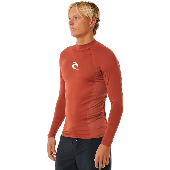 2024 Rip Curl Mnner Waves UPF Performance Langarm-Lycra-Weste 141MRV - Red